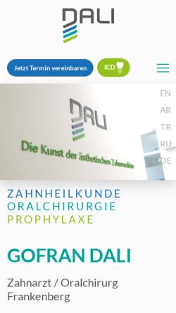 Vorschau der mobilen Webseite www.zahnarzt-am-obermarkt.de, Dr. med. dent. Gofran Dali