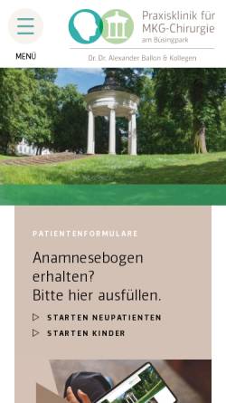 Vorschau der mobilen Webseite www.praxisklinik-buesingpark.de, Praxisklinik für MKG-Chirurgie Büsingpark