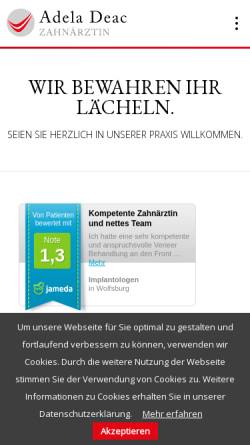 Vorschau der mobilen Webseite www.zahnarztpraxis-deac.de, Deac, Adela