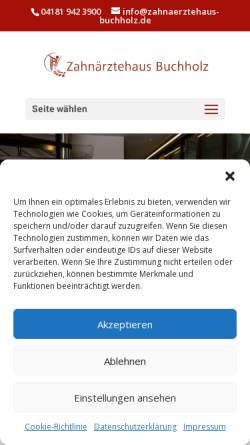 Vorschau der mobilen Webseite www.zahnaerztehaus-buchholz.de, Zahnärztehaus Buchholz Dr. Caroline Cordesmeyer und Kollegen