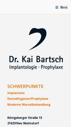 Vorschau der mobilen Webseite www.zahnarzt-dr-bartsch.de, Bartsch, Dr. Kai