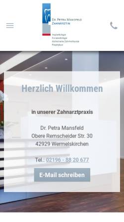 Vorschau der mobilen Webseite www.za-mansfeld.de, Dr. Petra Mansfeld