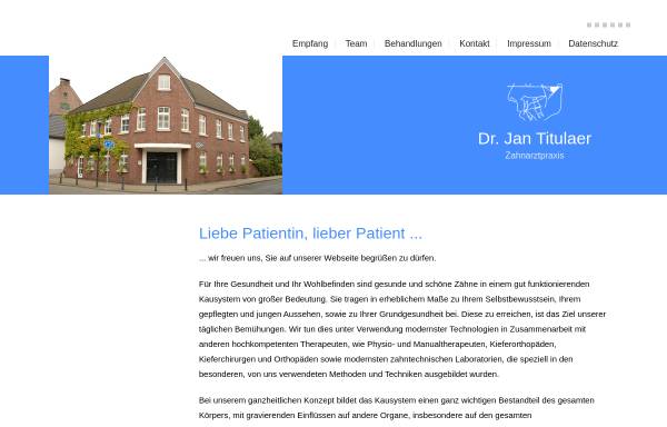 Vorschau von www.dr-titulaer.de, Zahnarztpraxis Dr. Peter Titulaer