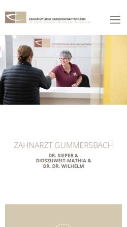 Vorschau der mobilen Webseite www.zahn-gummersbach.de, Zahnärztliche Gemeinschaftspraxis Dr. Sieper und Didszuweit-Mathia