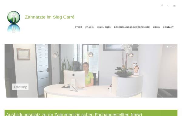 Vorschau von www.zahnaerzte-im-siegcarre.de, Zahnärzte im Sieg Carré, Dr. Marcus und Dr. Johanna Baumgarten