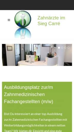 Vorschau der mobilen Webseite www.zahnaerzte-im-siegcarre.de, Zahnärzte im Sieg Carré, Dr. Marcus und Dr. Johanna Baumgarten
