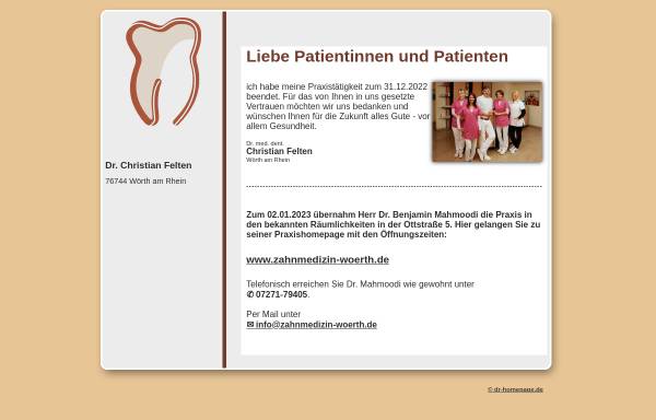 Vorschau von www.zahnarzt-drfelten-woerth.de, Dr. med. dent. Christian Felten