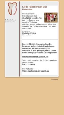 Vorschau der mobilen Webseite www.zahnarzt-drfelten-woerth.de, Dr. med. dent. Christian Felten