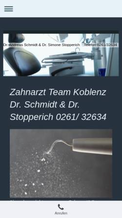 Vorschau der mobilen Webseite www.zahnarzt-in-koblenz.de, Dr. Andreas Schmidt und Dr. Simone Stopperich