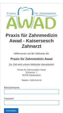 Vorschau der mobilen Webseite www.zahnarzt-awad.de, Baschar Awad - Praxis für Zahnmedizin