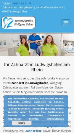 Vorschau der mobilen Webseite www.mein-zahnarzt-ludwigshafen.de, Zahnarztpraxis Wolfgang Zabler