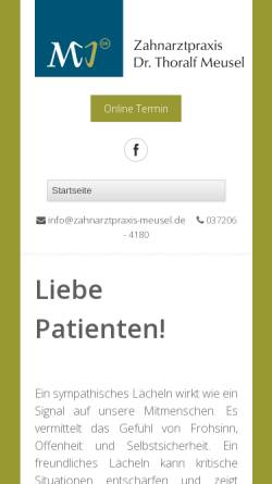 Vorschau der mobilen Webseite www.zahnarztpraxis-meusel.de, Dr. Thoralf Meusel