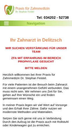 Vorschau der mobilen Webseite zahnmedizin-delitzsch.de, Praxis für Zahnmediz Dr. Stephan Feistel