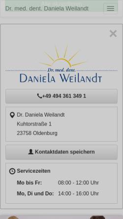 Vorschau der mobilen Webseite www.zahngesundheit-prophylaxe-oldenburg-holstein.de, Dr. Daniela Weilandt