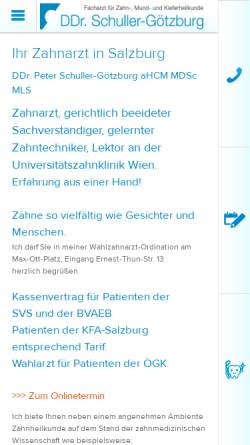 Vorschau der mobilen Webseite www.zahn-info.at, DDr.Schuller-Götzburg, Facharzt für Zahn-, Mund- und Kieferheilkunde