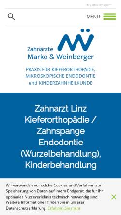 Vorschau der mobilen Webseite www.zahnarzt-marko.at, Gemeinschaftspraxis Dr. Brigitte, Dr. Walter und DDr. Michael Marko