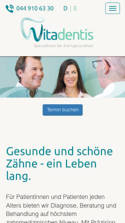 Vorschau der mobilen Webseite vitadentis.ch, Vitadentis - Dr. med. Dr. med. dent. Roman Schwizer