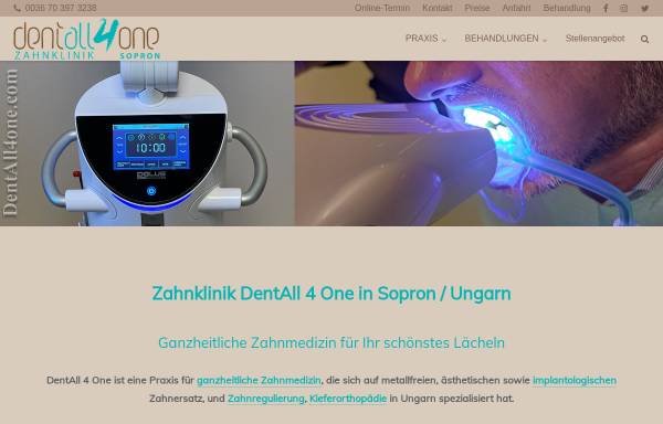Vorschau von www.dentall4one.com, DentAll 4 One Zahnklinik