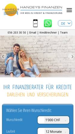 Vorschau der mobilen Webseite www.handeys-finanzen.ch, Handeys GmbH