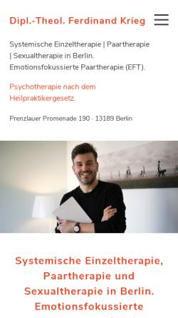 Vorschau der mobilen Webseite www.einzelundpaartherapie.de, Dipl.-Theologe Ferdinand Krieg
