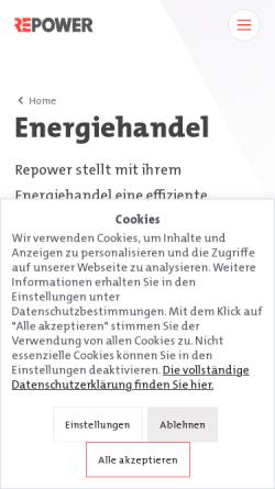 Vorschau der mobilen Webseite www.repower.ch, PurePower und Rätia Energie