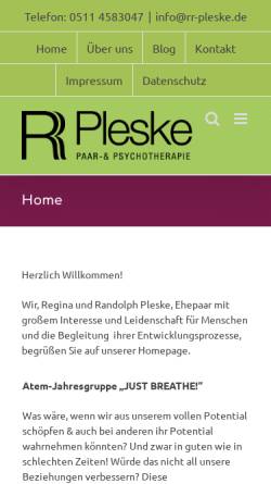 Vorschau der mobilen Webseite rr-pleske.de, RR Pleske Paar- und Psychotherapie