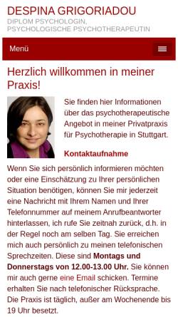 Vorschau der mobilen Webseite www.psychotherapiestuttgart.net, Psychotherapeutische Privatpraxis Dipl.-Psych. Despina Grigoriadou