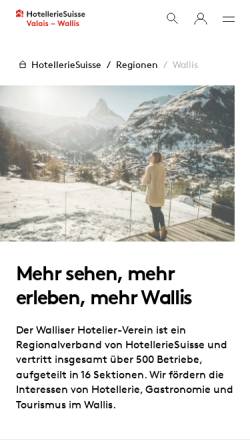 Vorschau der mobilen Webseite www.vs-hotel.ch, Walliser Hotelverein