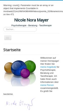 Vorschau der mobilen Webseite nicolenoramayer.de, Nicole Nora Mayer