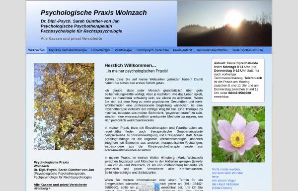 Vorschau von www.psychotherapie-pfaffenhofen-wolnzach.de, Psychotherapeutische Praxis Wolnzach