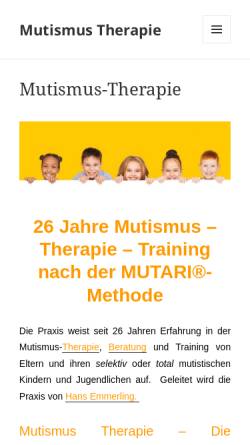 Vorschau der mobilen Webseite www.mutismus-therapie.de, Irmgard Emmerling - Psychotherapeutische Praxis für selektiv mutistische Kinder und Jugendliche.
