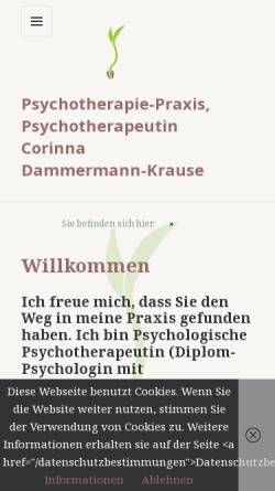 Vorschau der mobilen Webseite www.psychotherapie-hagen-im-bremischen.de, Psychotherapeutische Praxis Corinna Dammermann-Krause