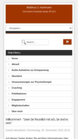 Vorschau der mobilen Webseite www.praxis-matthias-hartmann.de, Dipl.-Psych. Matthias S. Hartmann M.A. ECP