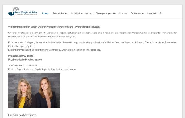 Vorschau von praxis-kriegler-rohde.de, Praxis Kriegler und Rohde Psychologische Psychotherapie