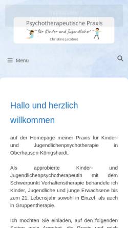 Vorschau der mobilen Webseite kjp-koenigshardt.de, Christine Jacobeit Praxis für Kinder- und Jugendlichenpsychotherapie