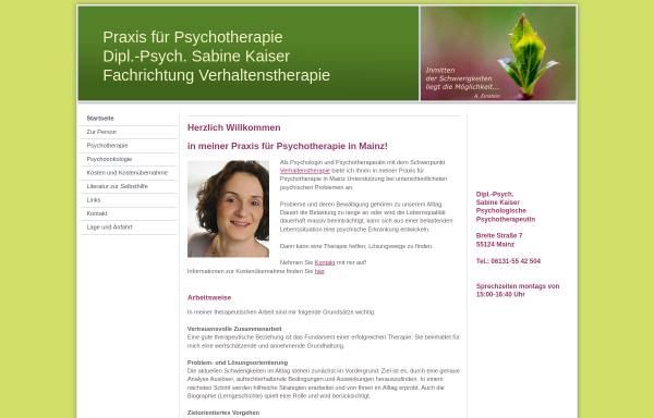 Vorschau von www.verhaltenstherapie-kaiser.de, Praxis für Psychotherapie Dipl.-Psych. Sabine Kaiser