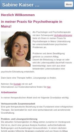 Vorschau der mobilen Webseite www.verhaltenstherapie-kaiser.de, Praxis für Psychotherapie Dipl.-Psych. Sabine Kaiser
