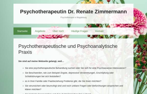 Vorschau von www.psychotherapiepraxis-md.de, Psychotherapeutische Praxis Dr. med. Renate Zimmermann
