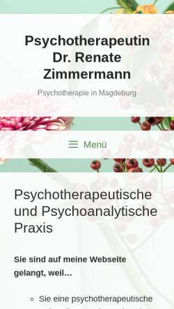 Vorschau der mobilen Webseite www.psychotherapiepraxis-md.de, Psychotherapeutische Praxis Dr. med. Renate Zimmermann