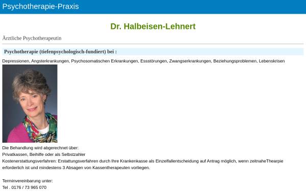 Vorschau von www.halbeisen-lehnert.de, Dr. med. Barbara Halbeisen-Lehnert