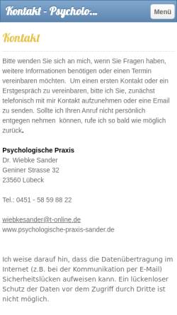 Vorschau der mobilen Webseite www.psychologische-praxis-sander.de, Psychologische Praxis Sander