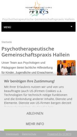 Vorschau der mobilen Webseite www.psychotherapie-hallein.at, Psychotherapeutische Gemeinschaftspraxis Hallein