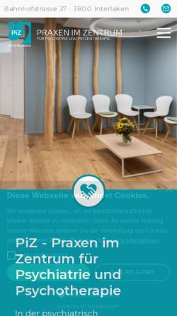 Vorschau der mobilen Webseite www.piz-interlaken.ch, Praxis im Zentrum