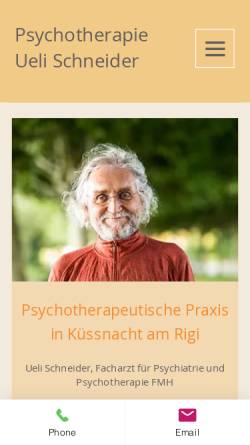 Vorschau der mobilen Webseite www.ueli-schneider-psychotherapie.ch, Ueli Schneider und Sanju Misra, Praxis für Psychotherapie und Beratung