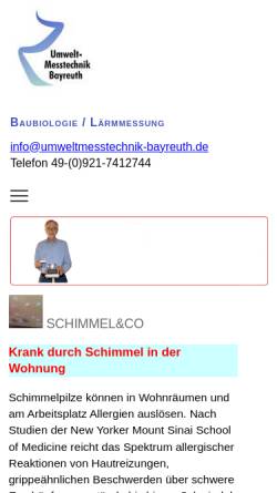 Vorschau der mobilen Webseite www.umweltmesstechnik-bayreuth.de, Umweltmesstechnik Bayreuth