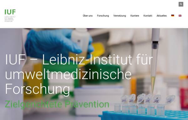Vorschau von www.iuf-duesseldorf.de, IUF - Leibniz-Institut für umweltmedizinische Forschung an der Heinrich-Heine-Universität Düsseldorf gGmbH