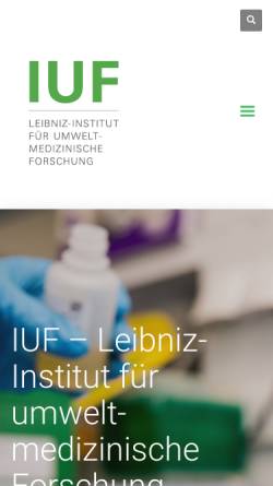 Vorschau der mobilen Webseite www.iuf-duesseldorf.de, IUF - Leibniz-Institut für umweltmedizinische Forschung an der Heinrich-Heine-Universität Düsseldorf gGmbH