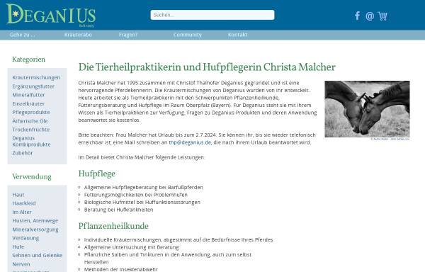 Vorschau von www.deganius.de, Christa Malcher