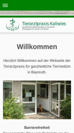 Vorschau der mobilen Webseite www.tierarztpraxis-bayreuth.de, Tierarztpraxis Kallwies