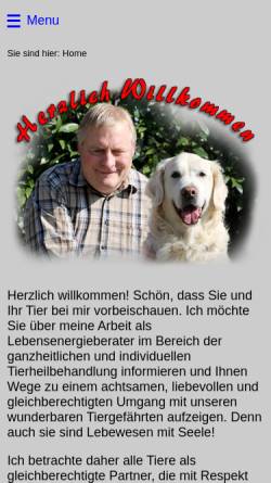 Vorschau der mobilen Webseite www.sensitive-tiertherapie.de, Lebensenergieberatung für Tiere